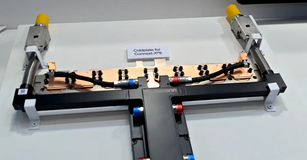 Foxconn cold-plate assembly; exhibit label: “Coldplate for Connext-X®9”